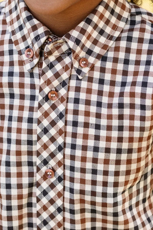 Boys James Shirt in Chestnut Gingham
