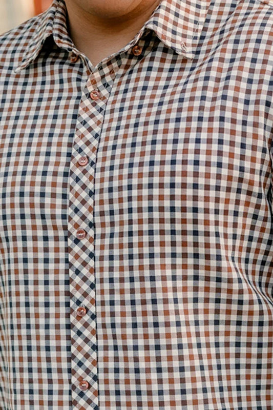 Mens James Shirt in Chestnut Gingham