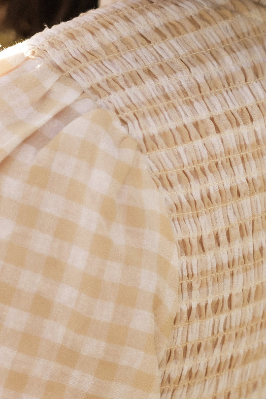 Presley Dress in Cream Gingham