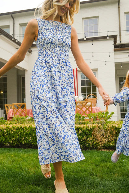 Ana Dress in Ditsy Cobalt Floral