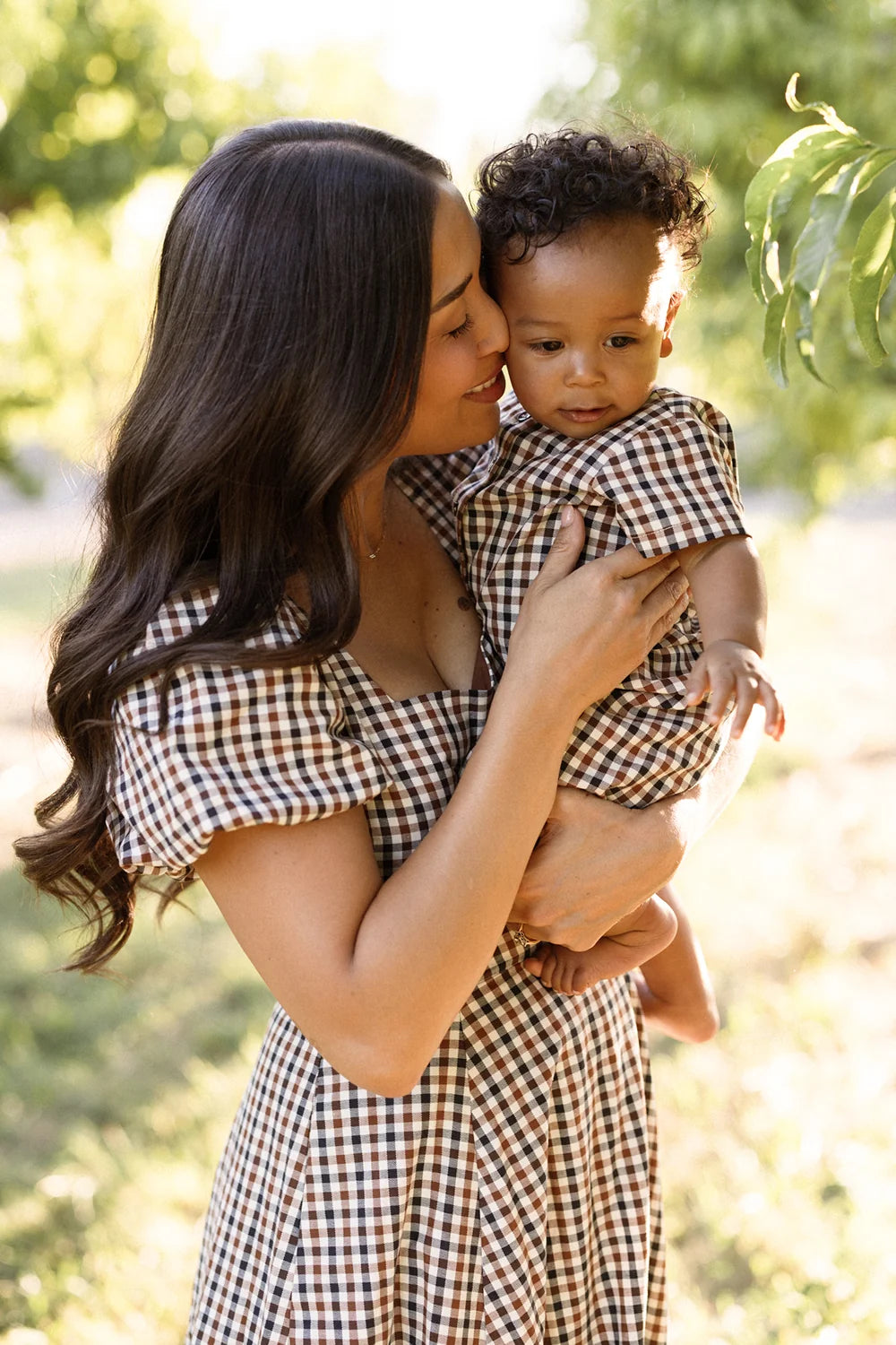 Baby Boy Trevor Romper in Chestnut Gingham
