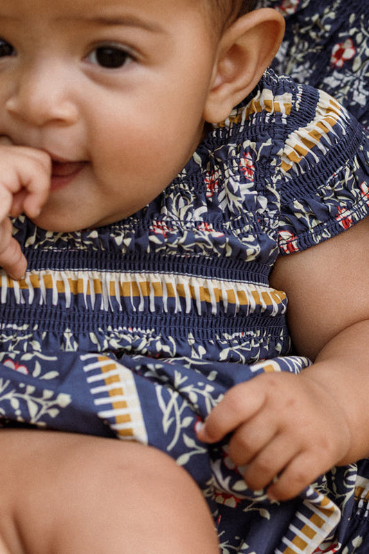 Baby Marlow Romper in Navy Fleur
