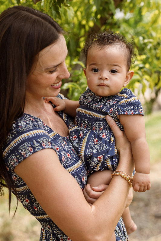 Baby Marlow Romper in Navy Fleur