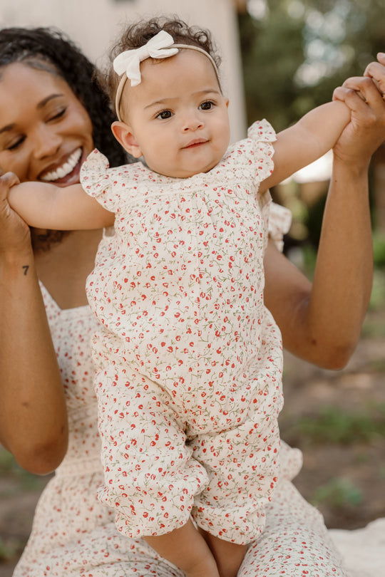 Baby Mirabelle Romper in Cream Ditsy Floral