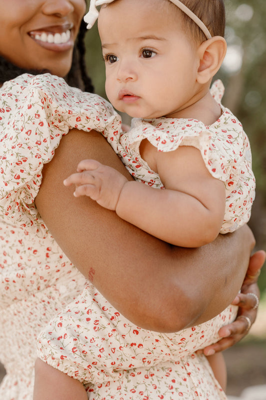 Baby Mirabelle Romper in Cream Ditsy Floral