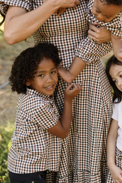 Boys James Shirt in Chestnut Gingham