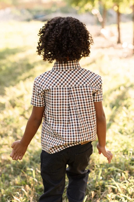 Boys James Shirt in Chestnut Gingham