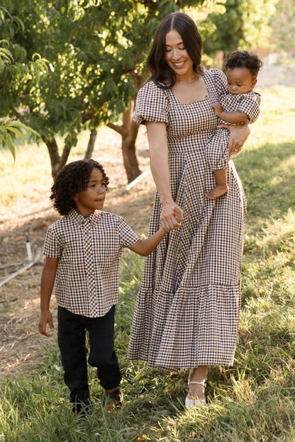 Boys James Shirt in Chestnut Gingham