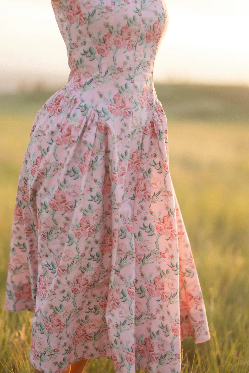 Edith Dress in Pink Sketched Flower