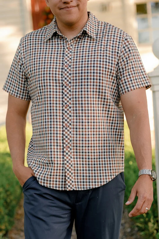Mens James Shirt in Chestnut Gingham