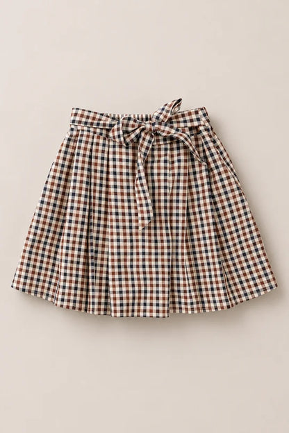Mini Addison Skort in Chestnut Gingham