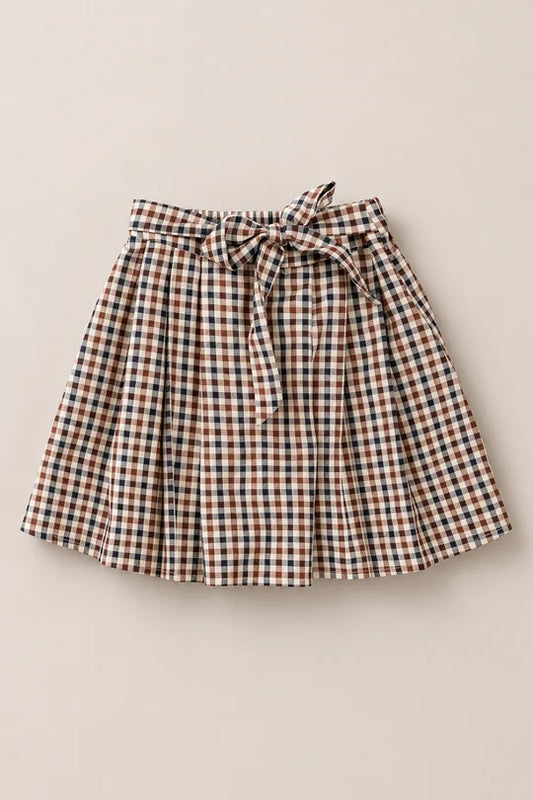 Mini Addison Skort in Chestnut Gingham
