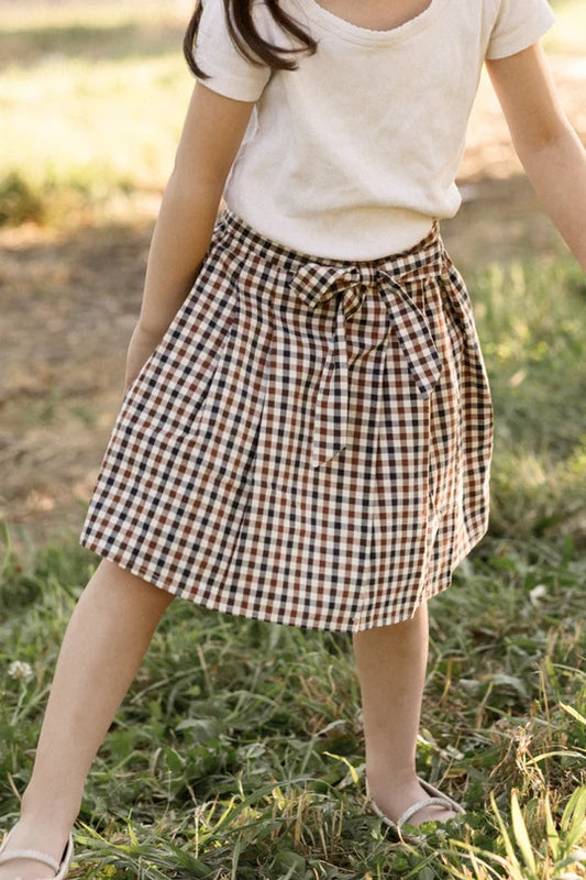 Mini Addison Skort in Chestnut Gingham