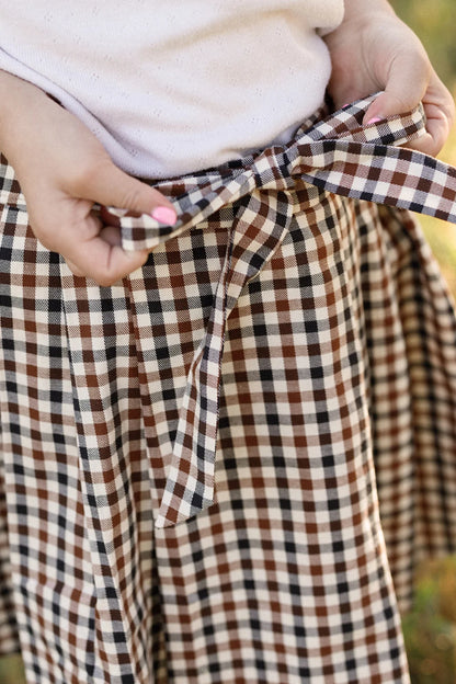 Mini Addison Skort in Chestnut Gingham