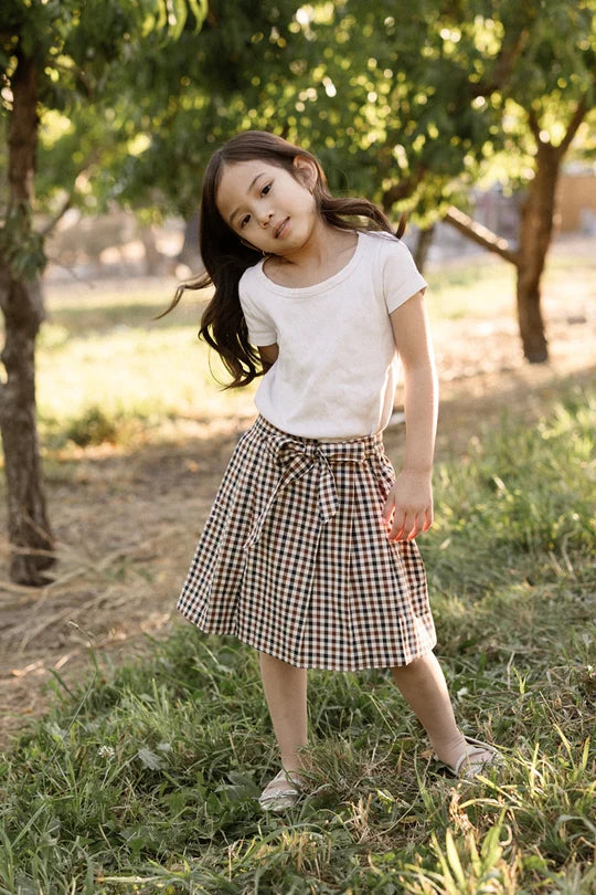 Mini Addison Skort in Chestnut Gingham