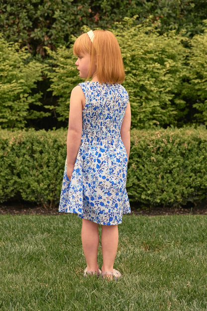 Mini Ana Dress in Ditsy Cobalt Floral