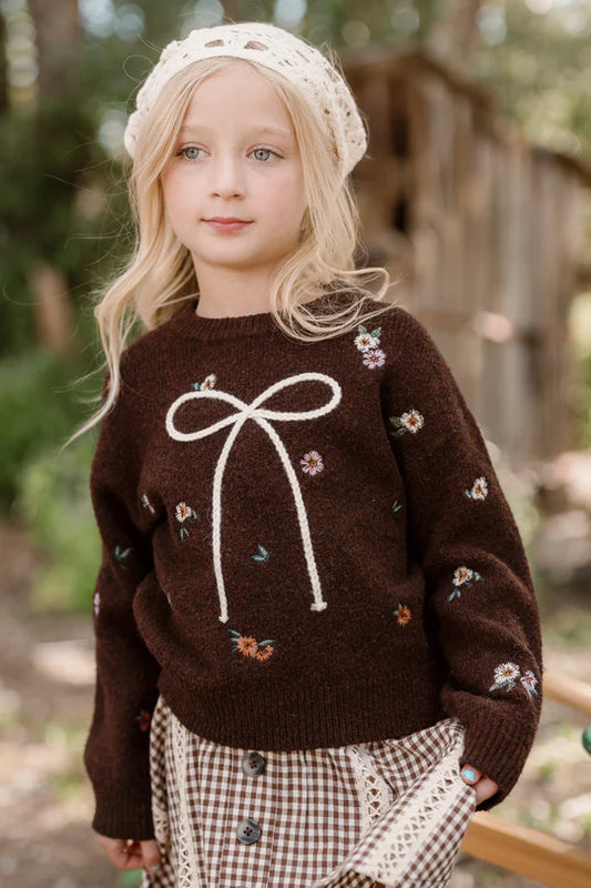 Mini Ellis Sweater in Warm Cocoa Lovelorn Ditsy