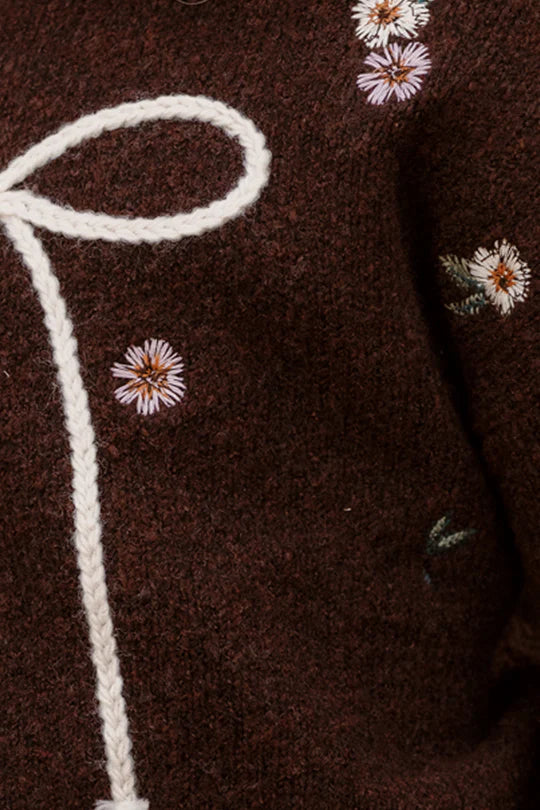 Mini Ellis Sweater in Warm Cocoa Lovelorn Ditsy