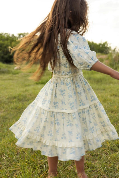 Mini Roselyn Dress in Ivory Porcelain Fleur