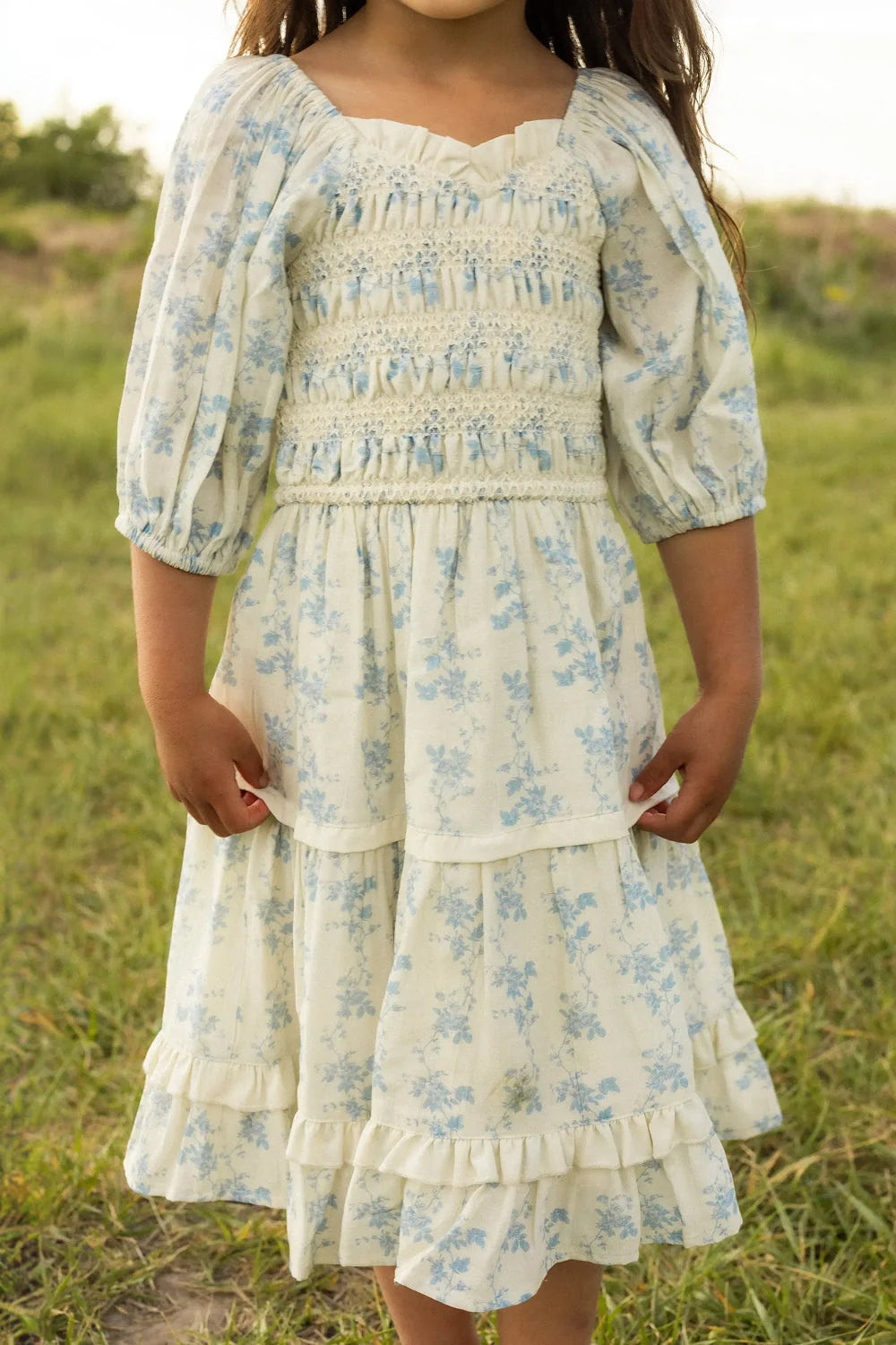 Mini Roselyn Dress in Ivory Porcelain Fleur