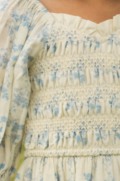 Mini Roselyn Dress in Ivory Porcelain Fleur
