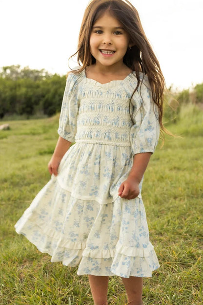 Mini Roselyn Dress in Ivory Porcelain Fleur