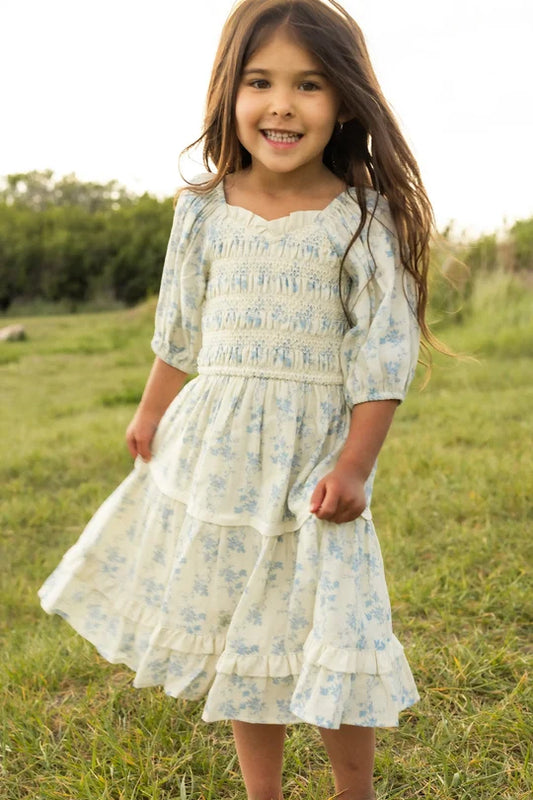 Mini Roselyn Dress in Ivory Porcelain Fleur