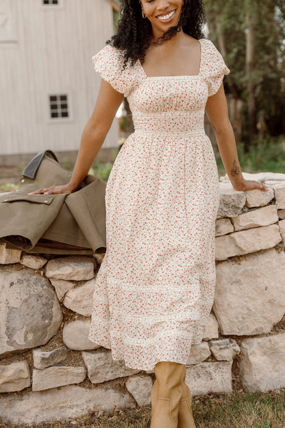 Mirabelle Dress in Cream Ditsy Floral