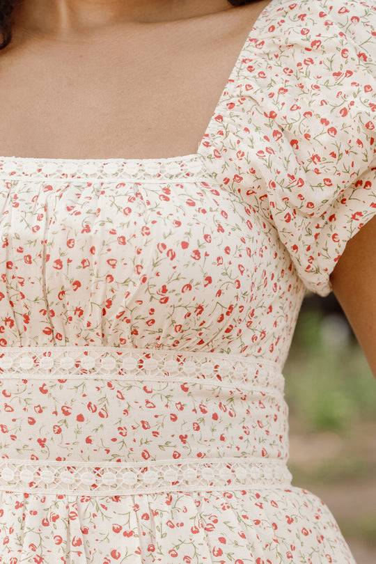 Mirabelle Dress in Cream Ditsy Floral