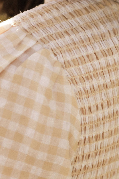 Presley Dress in Cream Gingham