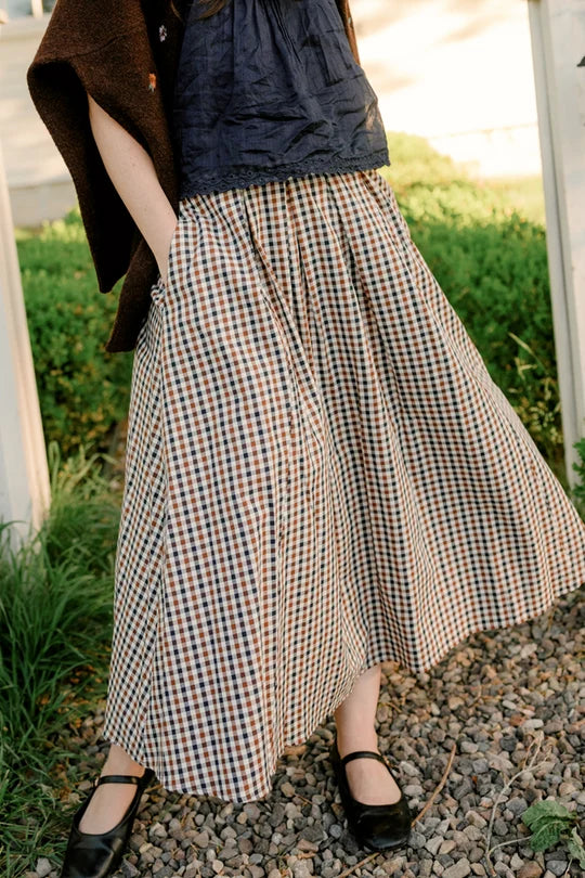Sophia Skirt in Chestnut Gingham