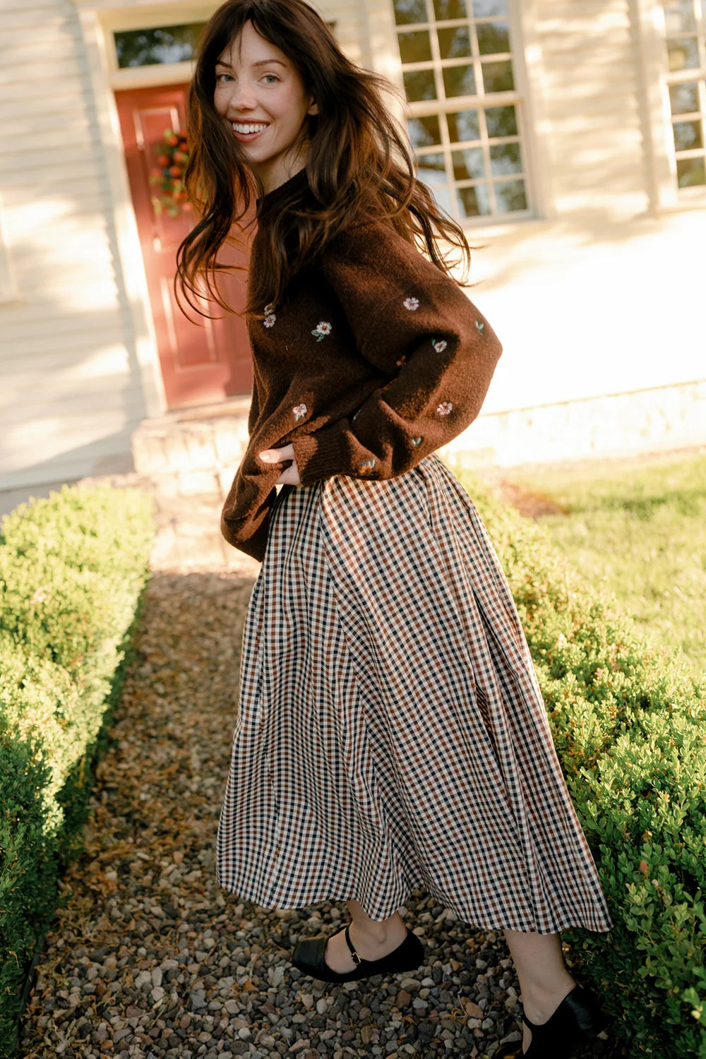 Sophia Skirt in Chestnut Gingham