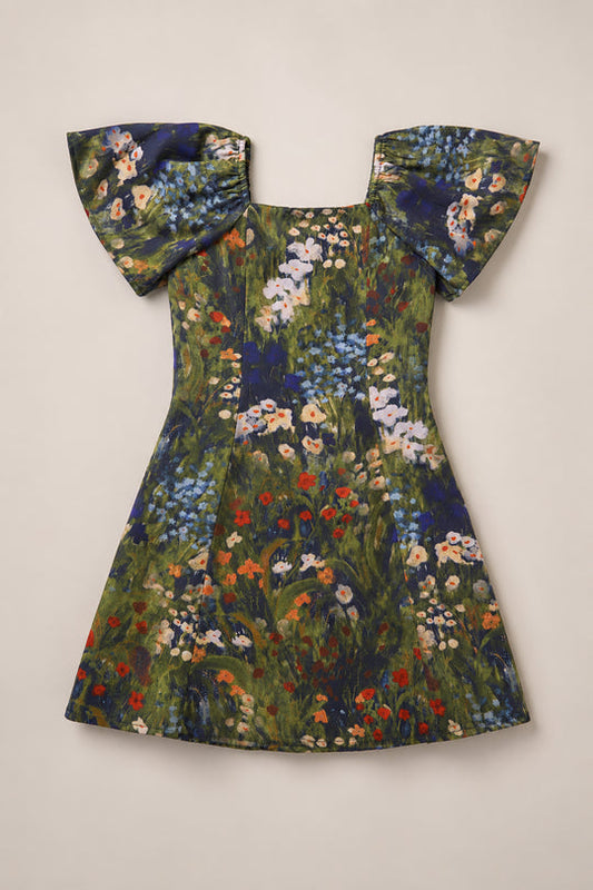 Teen Blakely Flutter-Sleeve Dress in Impressionist Bloom