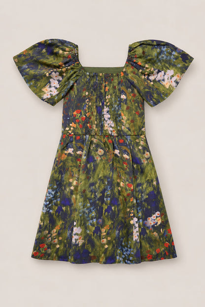 Teen Blakely Flutter-Sleeve Dress in Impressionist Bloom