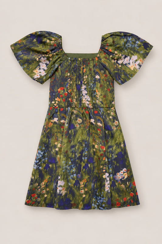 Teen Blakely Flutter-Sleeve Dress in Impressionist Bloom