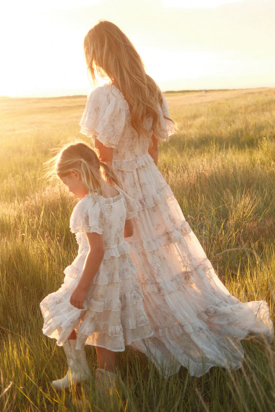 Winnie Dress in Bright White Wispy Wildflower