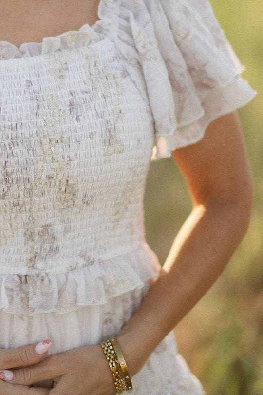 Winnie Dress in Bright White Wispy Wildflower